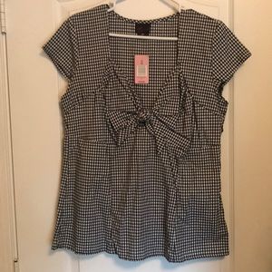 Torrid Black and White Gingham top bow closure